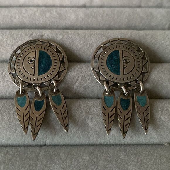 Unmarked sterling silver earrings - Picture 1 of 3